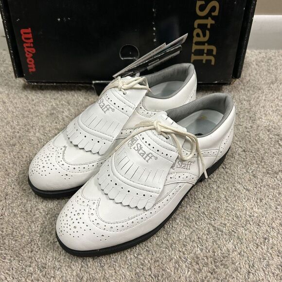 Wilson Staff Women's Golf Shoes Metal Spikes Size 5.5 White New with Defects‎ - Picture 1 of 6